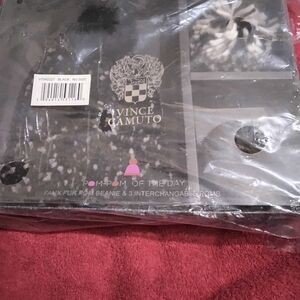 Vince Camuto Black and White Faux Fur Beanie Set